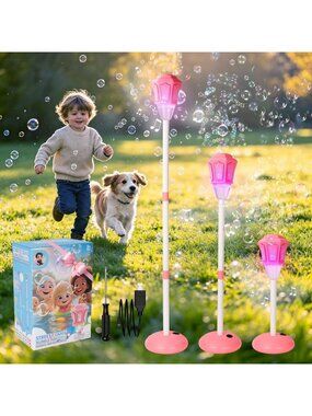 Automatic Bubble Machine for Kids - 3-Level Adjustable, Music & Lights, Perfect